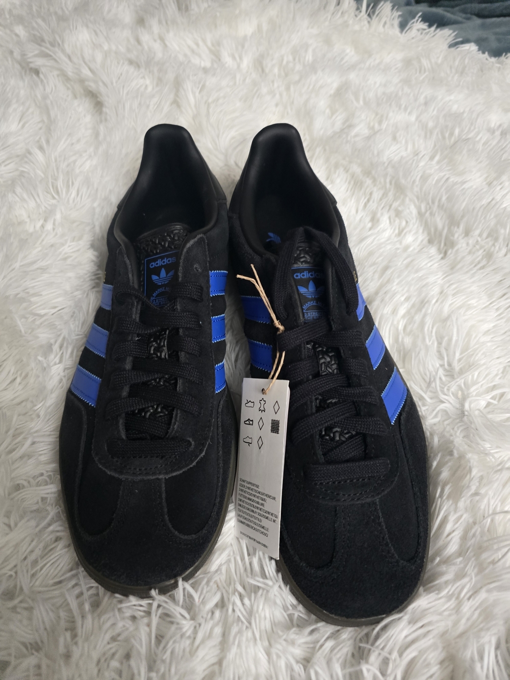adidas GAZELLE  Black Sneakers with Blue Three-Stripes